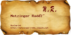 Metzinger Radó névjegykártya